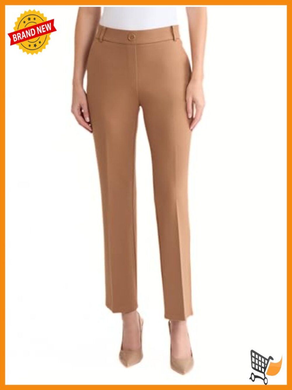 Pull-On Stretch Compression Straight Leg Trouser Business Casual Pants